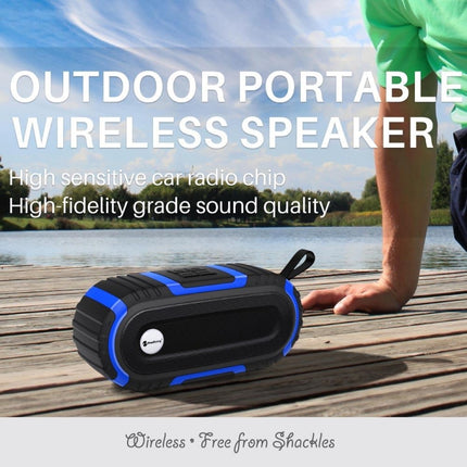 New Rixing NR5016 Wireless Portable Bluetooth Speaker Stereo Sound 10W System Music Subwoofer Column, Support TF Card, FM(Blue)-garmade.com
