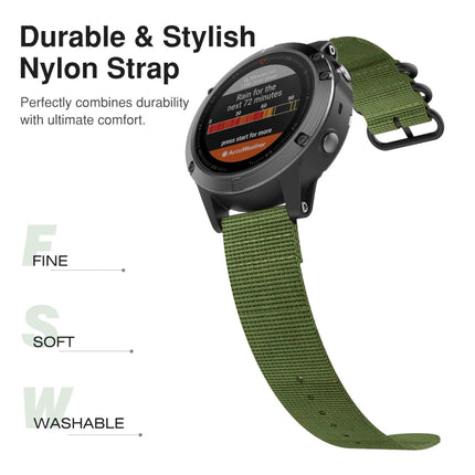 For Garmin Fenix 3 / 5X Universal 26MM Three-ring Nylon Watchband(Army Green)-garmade.com