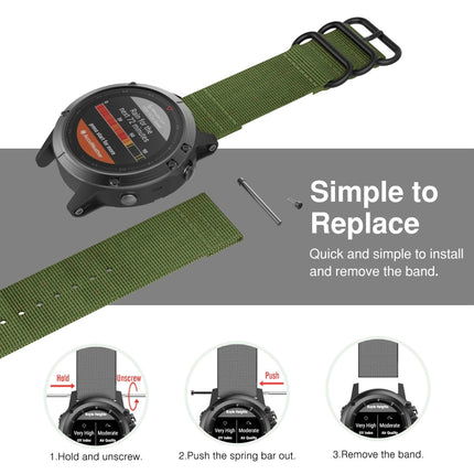 For Garmin Fenix 3 / 5X Universal 26MM Three-ring Nylon Watchband(Army Green)-garmade.com