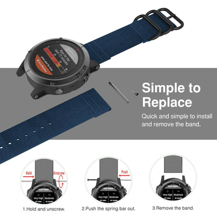 For Garmin Fenix 3 / 5X Universal 26MM Three-ring Nylon Watchband(mazarine)-garmade.com
