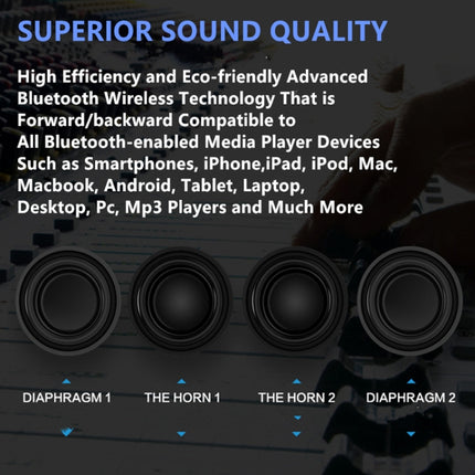 Newrixing NR-5017 LED Bluetooth Portable Speaker TWS Connection Loudspeaker Sound System 10W Stereo Surround Speaker(Black)-garmade.com
