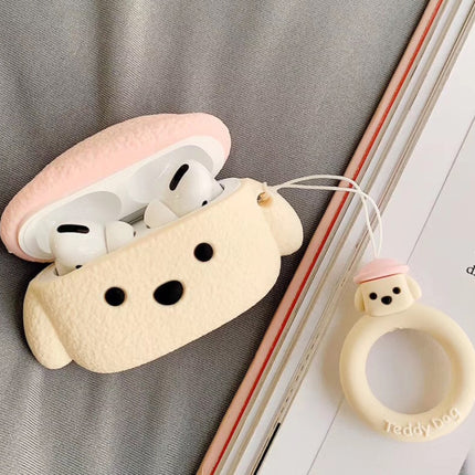 For Apple AirPods Pro Teddy Dog Bluetooth Headphone Protective Case(Off-White)-garmade.com