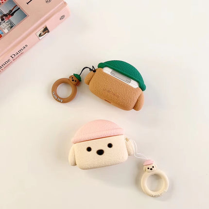 For Apple AirPods Pro Teddy Dog Bluetooth Headphone Protective Case(Off-White)-garmade.com