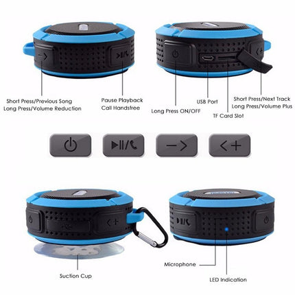 C6a Outdoor Chuck Wireless Bluetooth Car Speaker Suction Cup Speaker, Support TF Card(Black)-garmade.com