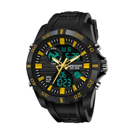 SANDA 791 Watch Genuine Fashion Sports Multifunction Electronic Watch Popular Men luminous Wrist Watch(Yellow)-garmade.com