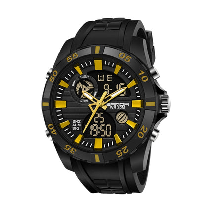 SANDA 791 Watch Genuine Fashion Sports Multifunction Electronic Watch Popular Men luminous Wrist Watch(Yellow)-garmade.com