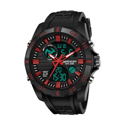SANDA 791 Watch Genuine Fashion Sports Multifunction Electronic Watch Popular Men luminous Wrist Watch(Red)-garmade.com