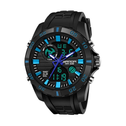 SANDA 791 Watch Genuine Fashion Sports Multifunction Electronic Watch Popular Men luminous Wrist Watch(Blue)-garmade.com