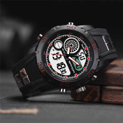 SANDA New Waterproof Luminous Plastic Multi Functional Watch Men Outdoor Sports LED Electronic Watch(Red)-garmade.com