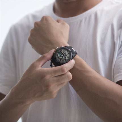 SANDA New Waterproof Luminous Plastic Multi Functional Watch Men Outdoor Sports LED Electronic Watch(Blue)-garmade.com