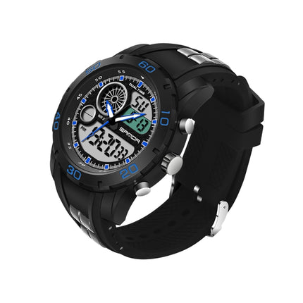 SANDA New Waterproof Luminous Plastic Multi Functional Watch Men Outdoor Sports LED Electronic Watch(Blue)-garmade.com