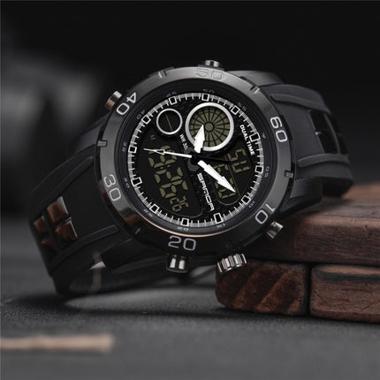 SANDA New Waterproof Luminous Plastic Multi Functional Watch Men Outdoor Sports LED Electronic Watch(Black)-garmade.com