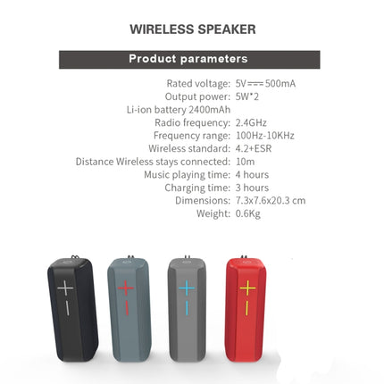 P15 10W Portable Bluetooth Speaker Outdoor Loudspeaker Sound System Stereo, Support TF&FM(Gray)-garmade.com