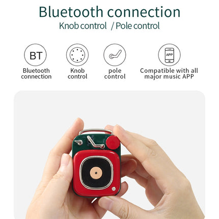 HM20 Retro Mini Wireless Bluetooth 5.0 Portable Speaker Microphone Aluminium Alloy Body Music Player(Red)-garmade.com