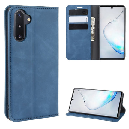For Galaxy Note10 Retro-skin Business Magnetic Suction Leather Case with Holder & Card Slots & Wallet(Dark Blue)-garmade.com