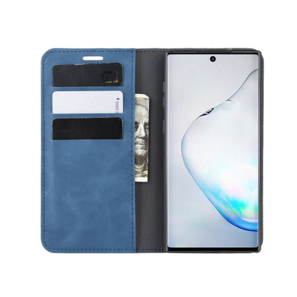 For Galaxy Note10 Retro-skin Business Magnetic Suction Leather Case with Holder & Card Slots & Wallet(Dark Blue)-garmade.com