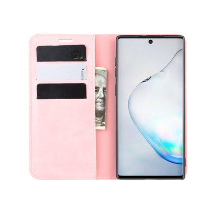 For Galaxy Note10 Retro-skin Business Magnetic Suction Leather Case with Holder & Card Slots & Wallet(Pink)-garmade.com