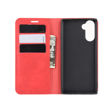 For Galaxy Note10 Retro-skin Business Magnetic Suction Leather Case with Holder & Card Slots & Wallet(Red)-garmade.com