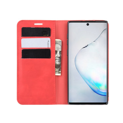 For Galaxy Note10 Retro-skin Business Magnetic Suction Leather Case with Holder & Card Slots & Wallet(Red)-garmade.com