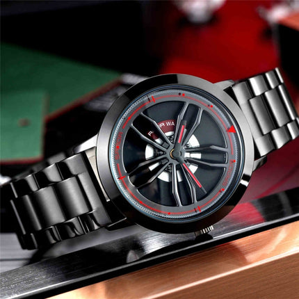 SANDA1009 Watch Man Student Casual Waterproof Steel Band Watch Man(Black)-garmade.com