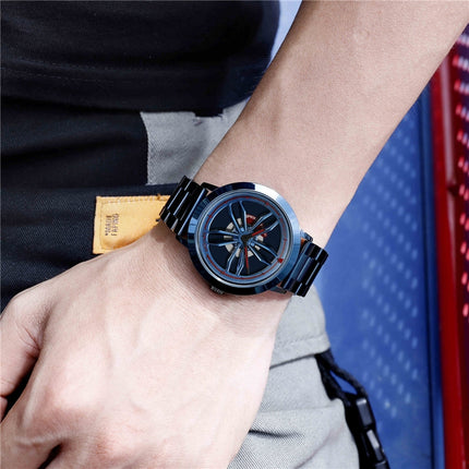 SANDA1009 Watch Man Student Casual Waterproof Steel Band Watch Man(Blue)-garmade.com