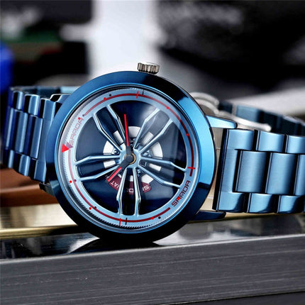 SANDA1009 Watch Man Student Casual Waterproof Steel Band Watch Man(Blue)-garmade.com