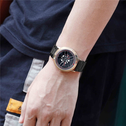 SANDA1009 Watch Man Student Casual Waterproof Steel Band Watch Man(Rose Gold)-garmade.com