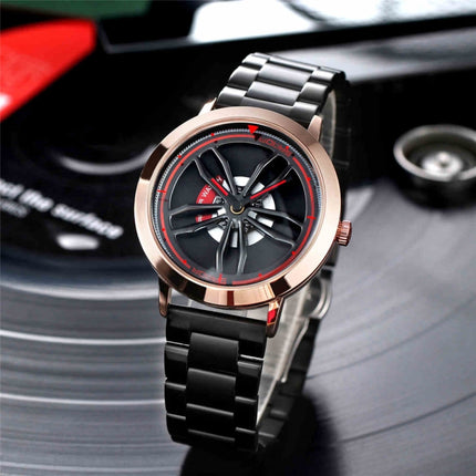 SANDA1009 Watch Man Student Casual Waterproof Steel Band Watch Man(Rose Gold)-garmade.com