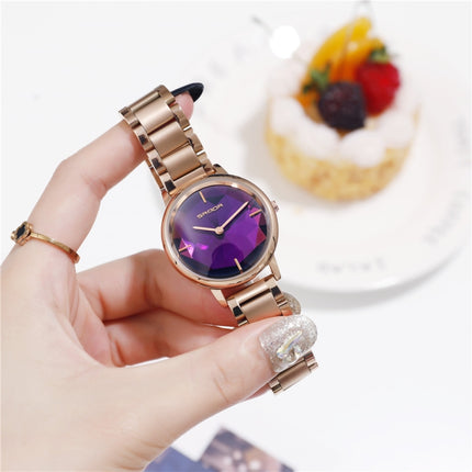 SANDA 1019 Women Watch Diamond Shaped Lotus Chassis Fashion Personality Women Watch Steel Band Quartz Watch(Purple)-garmade.com