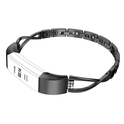 For Fitbit Alta smart watch X-shaped metal strap(black)-garmade.com