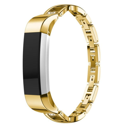 For Fitbit Alta smart watch X-shaped metal strap(gold)-garmade.com