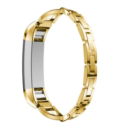 For Fitbit Alta smart watch X-shaped metal strap(gold)-garmade.com