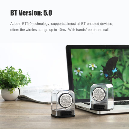 BT628 10W Portable TWS Transparent Bluetooth Speakers With Magnetic Connectable Base Outdoor Stereo Bass Subwoofer(Black)-garmade.com