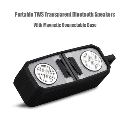 BT628 10W Portable TWS Transparent Bluetooth Speakers With Magnetic Connectable Base Outdoor Stereo Bass Subwoofer(Blue)-garmade.com