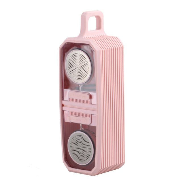 BT628 10W Portable TWS Transparent Bluetooth Speakers With Magnetic Connectable Base Outdoor Stereo Bass Subwoofer(Pink)-garmade.com