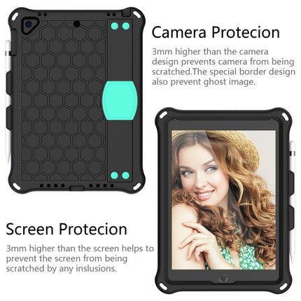 For iPad Air / Air 2 / Pro 9.7 / iPad 9.7 (2017) / iPad 9.7 (2018) Honeycomb Design EVA + PC Four Corner Shockproof Protective Case with Straps (Mint Green)-garmade.com