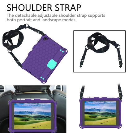 For iPad Air / Air 2 / Pro 9.7 / iPad 9.7 (2017) / iPad 9.7 (2018) Honeycomb Design EVA + PC Four Corner Shockproof Protective Case with Straps (Purple + Mint Green)-garmade.com