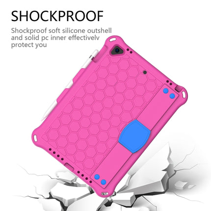 For iPad Air / Air 2 / Pro 9.7 / iPad 9.7 (2017) / iPad 9.7 (2018) Honeycomb Design EVA + PC Four Corner Shockproof Protective Case with Straps (Rose Red)-garmade.com
