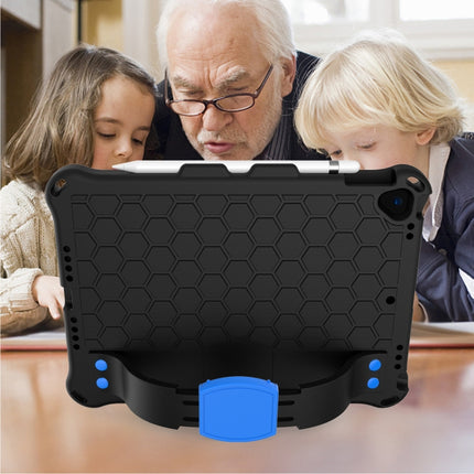 For iPad 10.2 Honeycomb Design EVA + PC Four Corner Shockproof Protective Case with Straps (Black Blue)-garmade.com
