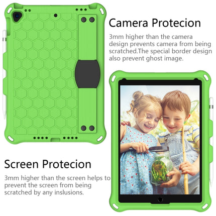 For iPad 10.2 Honeycomb Design EVA + PC Four Corner Shockproof Protective Case with Straps(Green+Black)-garmade.com