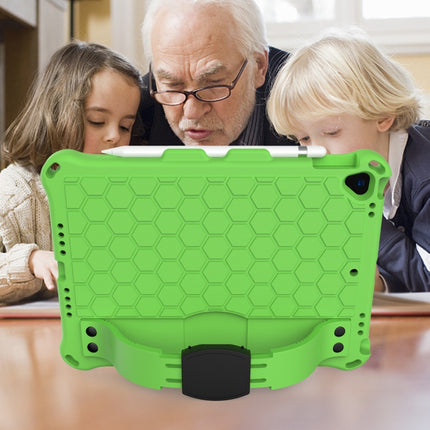 For iPad 10.2 Honeycomb Design EVA + PC Four Corner Shockproof Protective Case with Straps(Green+Black)-garmade.com