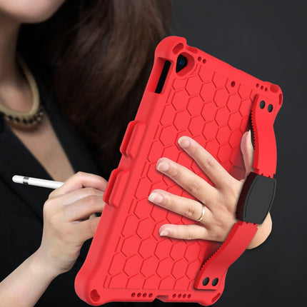 For iPad Pro 10.5 Honeycomb Design EVA + PC Four Corner Anti Falling Flat Protective Shell With Straps(Red+Black)-garmade.com