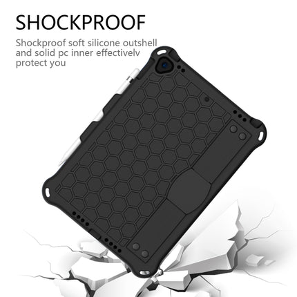 For iPad Pro 10.5 Honeycomb Design EVA + PC Four Corner Anti Falling Flat Protective Shell With Straps(Black+Black)-garmade.com