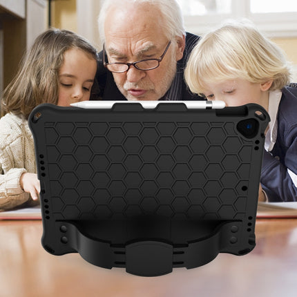 For iPad Pro 10.5 Honeycomb Design EVA + PC Four Corner Anti Falling Flat Protective Shell With Straps(Black+Black)-garmade.com