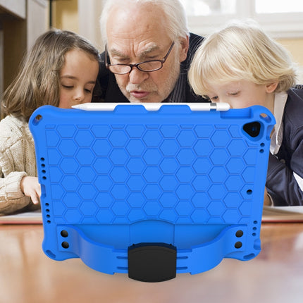 For iPad Pro 10.5 Honeycomb Design EVA + PC Four Corner Anti Falling Flat Protective Shell With Straps(Blue+Black)-garmade.com