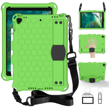 For iPad Pro 10.5 Honeycomb Design EVA + PC Four Corner Anti Falling Flat Protective Shell With Straps(Green+Black)-garmade.com