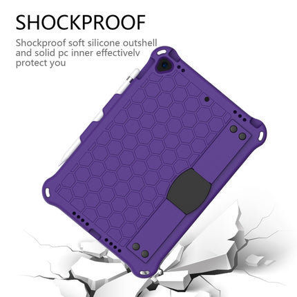 For iPad Pro 10.5 Honeycomb Design EVA + PC Four Corner Anti Falling Flat Protective Shell With Straps(Purple+Black)-garmade.com