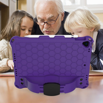 For iPad Air 2019 10.5 Honeycomb Design EVA + PC Four Corner Anti Falling Flat Protective Shell With Straps(Purple+Black)-garmade.com