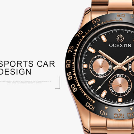 OCHSTIN Augusten 6103B Multi Function Quartz Watch Sports luminous Waterproof Watch Calendar Steel Band Men Watch(Silvery)-garmade.com