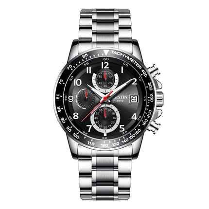 OCHSTIN 6112 Men Multi Function Watch Fashion Sports Business Calendar Luminous Men Watch Quartz Watch Steel Watch(Silver Black )-garmade.com